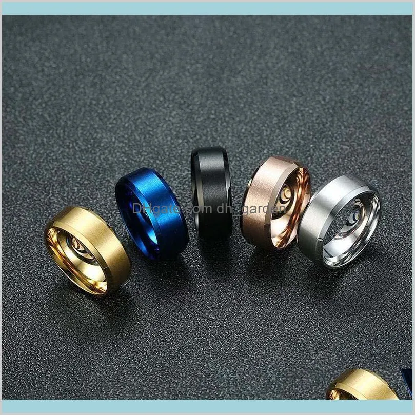 simple design glaze personalized ring 8mm black/ silver/gold/blue/rosegold gloss titanium rings jewelry for men women couple size 6-13