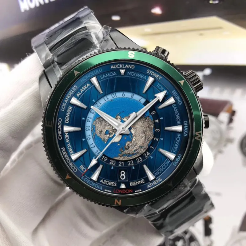 Mens Endurance - Orologio Con Quadrante Azzurro Da 47mm Con Parte Superiore Del Cinturino In Pelle