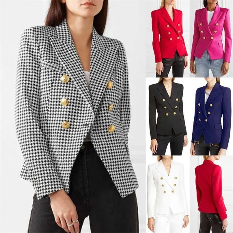 Mode Blazer Vrouwen Jas Merk Kwaliteit Kleding Op maat gemaakte Vrouw Double Breasted Vrouwelijke Basic Dames Overjas Kleding 211122