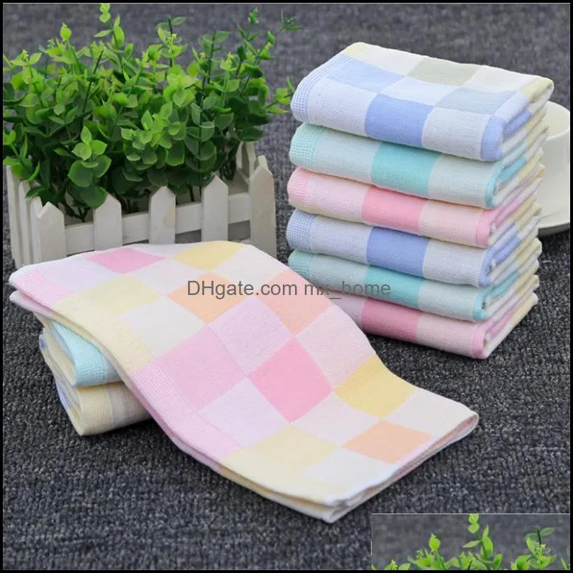 wholesale double gauze childrens towel cotton color check face wipes 25 50cm can be customized logo