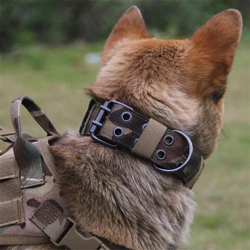 Collar de perro táctico militar K9 Trabajo Collar de perro grande Collares de perro de gato ajustables para perros pequeños y grandes Entrenamiento Productos para mascotas 210729