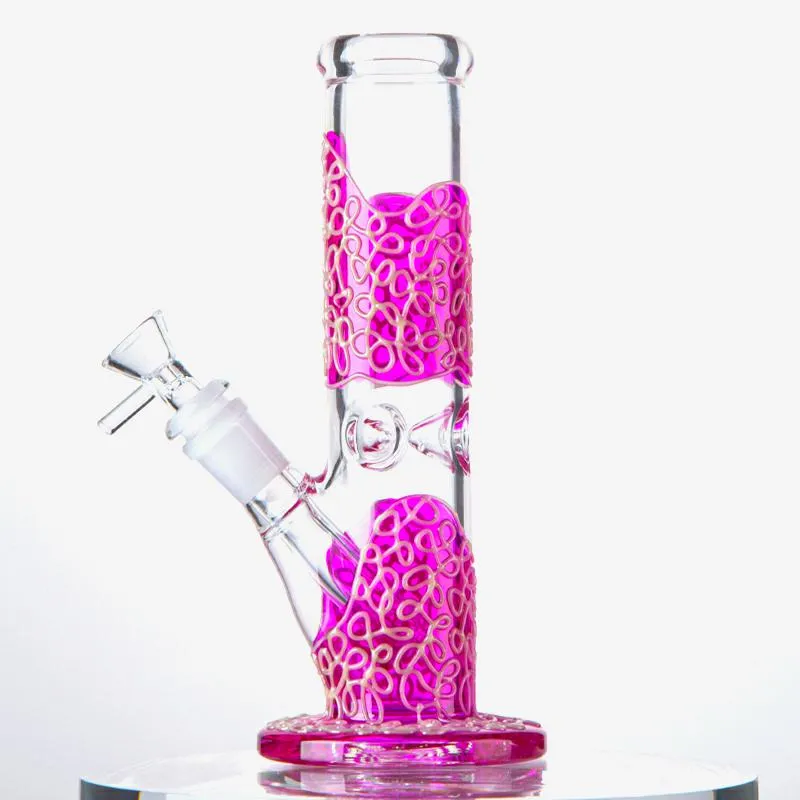 Heady Handwork Hookahs Glass Bong Straight Perc Oil Dab Rigs Ice Pinch 18mm Female Joint WaterPipes Glow In The Dark Diffused Downstem LXMD20107 Bowl 5mm Thick