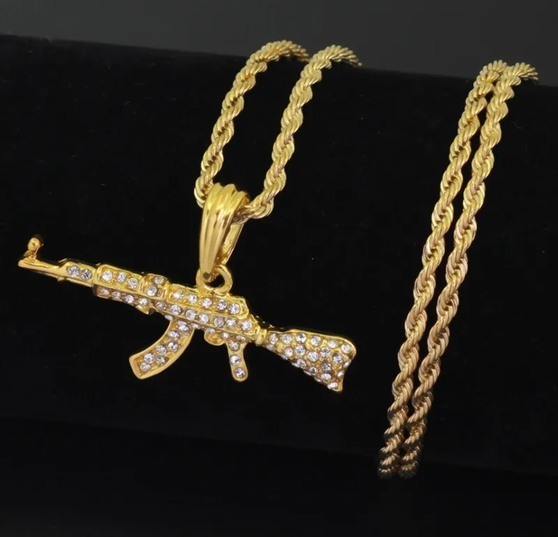 Buy 14k Yellow Gold Small Solid Ak-47 Rifle Pendant Online at SO ICY JEWELRY