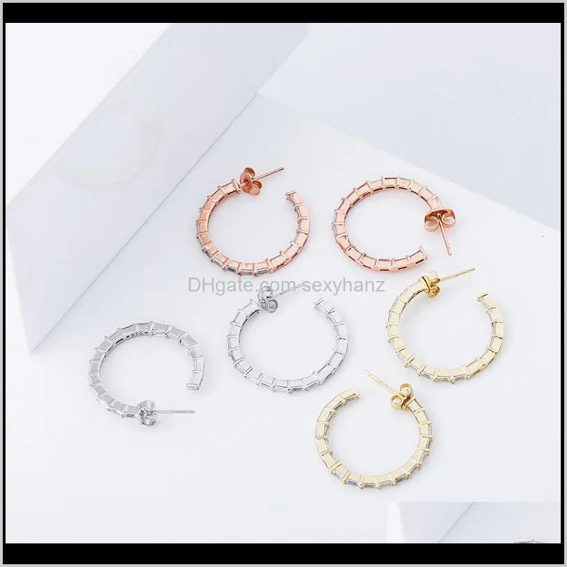 Оптовая проста Simple Circle 925 Серьги стерлингов для девочек подарки Sier Jewelry Rose Gold ear Stud gp76y j0bnw