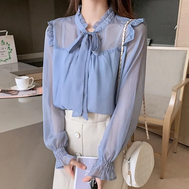 Compra Blusa De Gasa De La Vendimia Mujeres De La Primavera De La Primavera  De Encaje Casual Blusas Sueltas Para Mujer Tops Y Blusas 5189 Camisas De  Las Mujeres Barato | Entrega