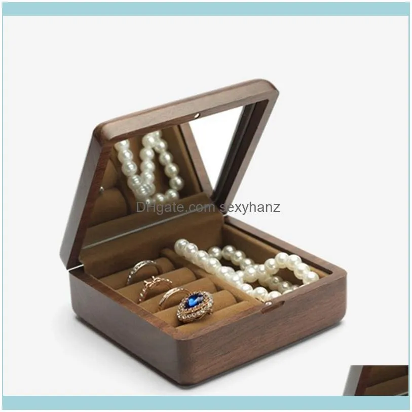 Wedding Valentine`s Day Engagement Wooden Ring Frame Box Handmade Antique Jewelry Pouches, Bags