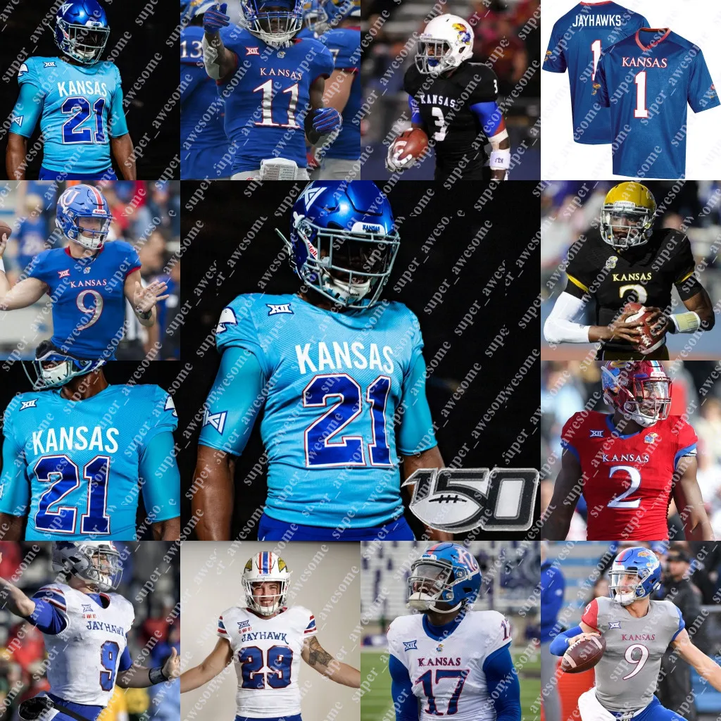 Kansas Jayhawks Football Jersey Miles Kendrick Jalon Daniels Lawrence Arnold Mason Fairchild Steven Mcbride Gavin Potter Ricky Thomas