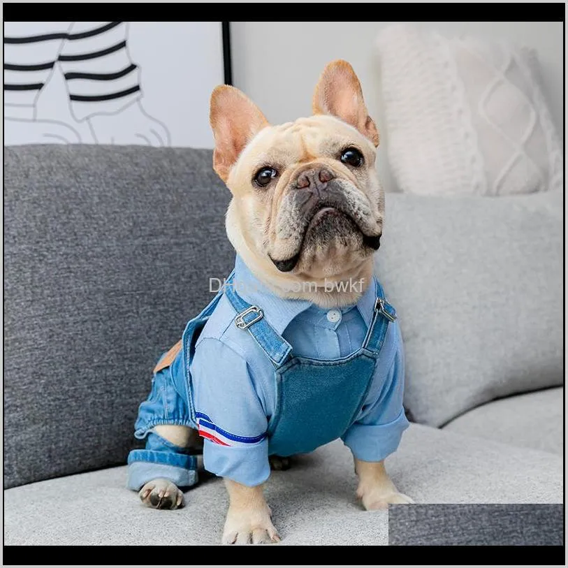 french bulldog clothing denim pet dog clothes jumpsuits autumn winter dogs pets clothing for dog coat jacket ropa para perro 201127