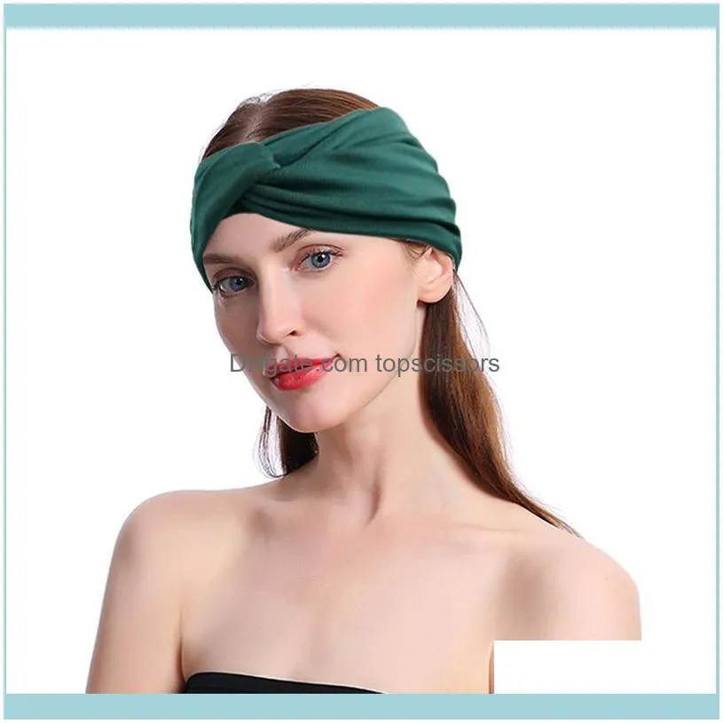 Women Headban Solid Color Headband Ladies Makeup Elastic Hair Bands Accessoriesd Wide Cross Turban Bandage Bandanas Hairbands1