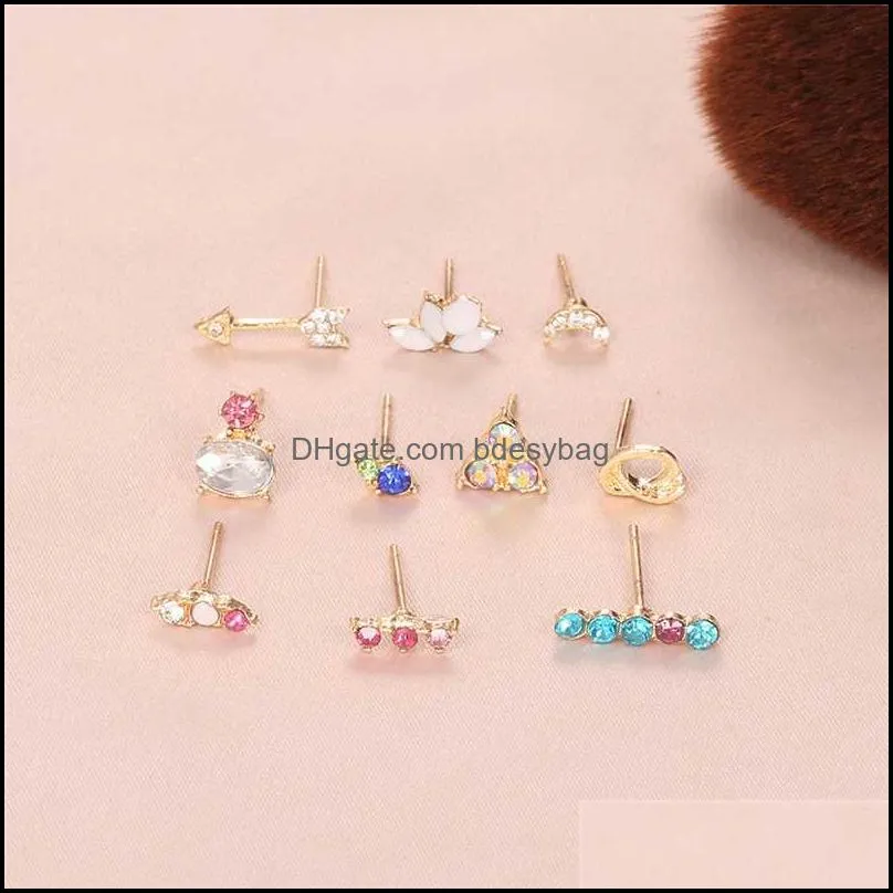 Stud Luokey Ladies Elegant Crystal Ear Studs Simple Geometric Small Rhinestone Statement Earrings For Women Charm Jewelry Accessories