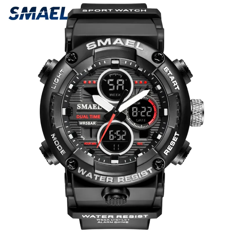 Smael 2021 Nya Män Militär Vattentät Klocka Quartz Sport Date Klockor Mens Top Märke Luxury Digital Analog Clock Armbandsur x0524