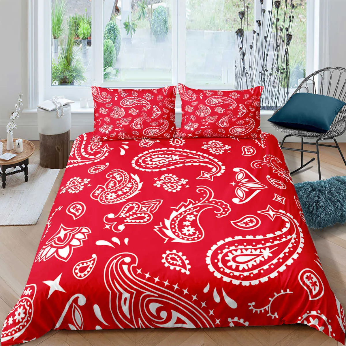 Paisley Bandana Gedrukt 2 3 stks Dekbedovertrek Beddengoed Sets Met Kussensloop Luxe Sprei Enkele Volledige Queen King size H0913260V