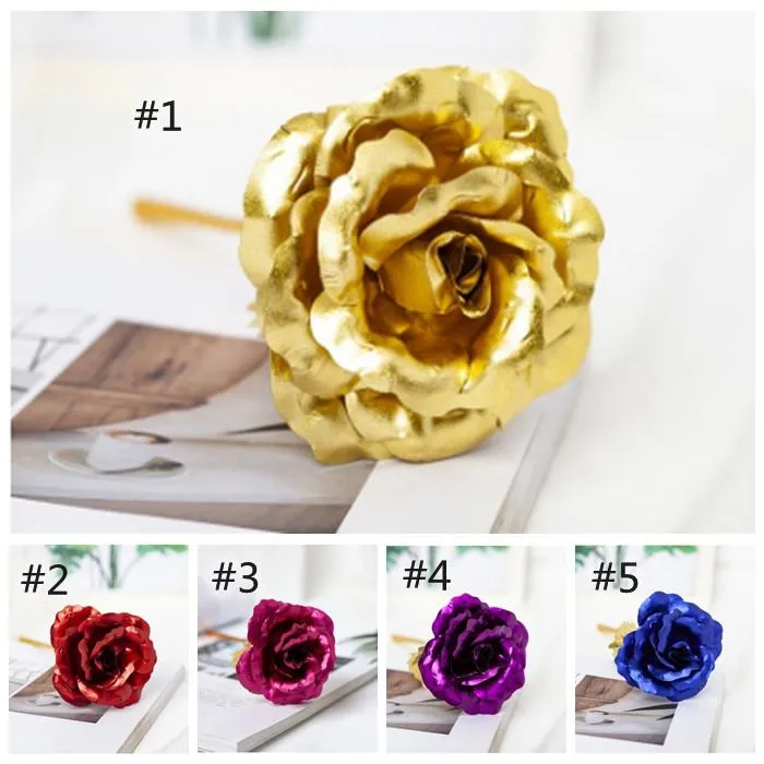 flowers Christmas Gift 24k Gold Foil Plated Rose Creative Lasts Forever Roses for Valentine Day gifts YHM783-ZWL