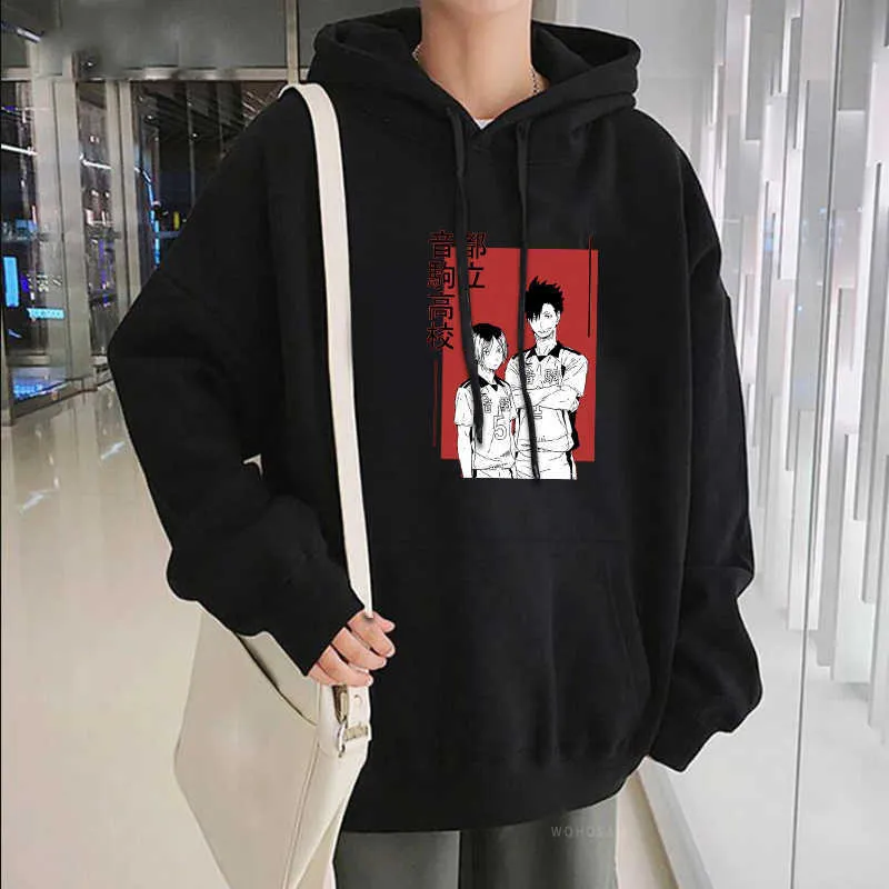 Harajuku Cartoon Haikyuu High School Hooded Sweatshirts Dames Grappige Cartoon Volleyball Club Lange Mouw Extra grote Winterkleren Y0816