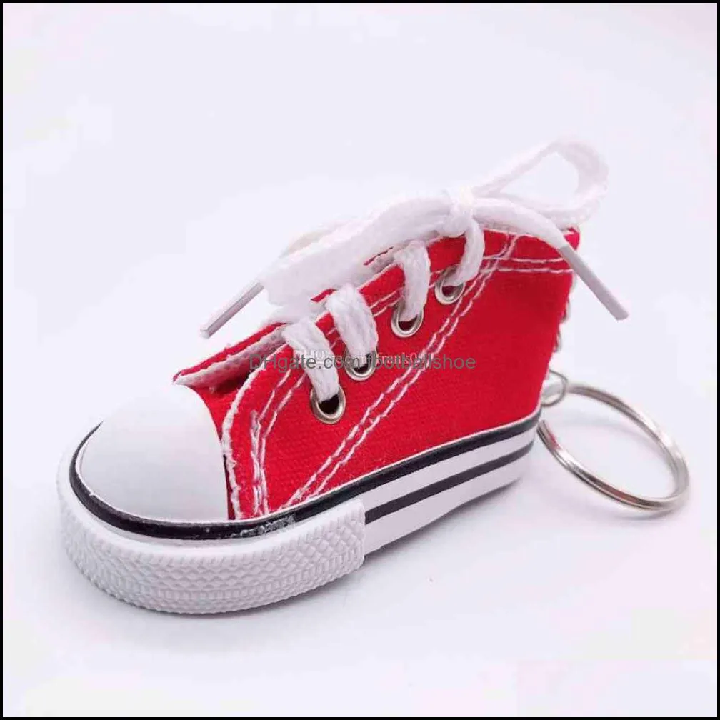 wholesale Mini Canvas Shoes Sneaker Tennis Keychain Creative Key Ring Chain Simulation Sport Funny Keyring Pendant Gift