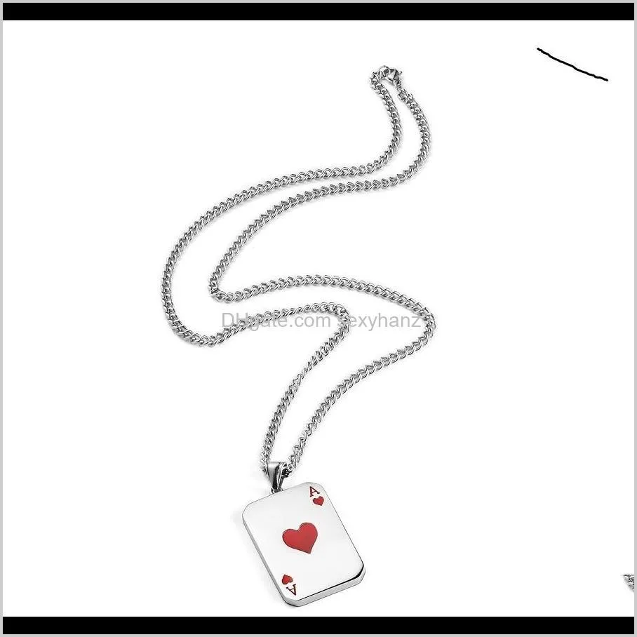 mens necklace hip hop fashion stainless steel jewelry ace of spades pendant necklaces 60cm long link chain men gifts