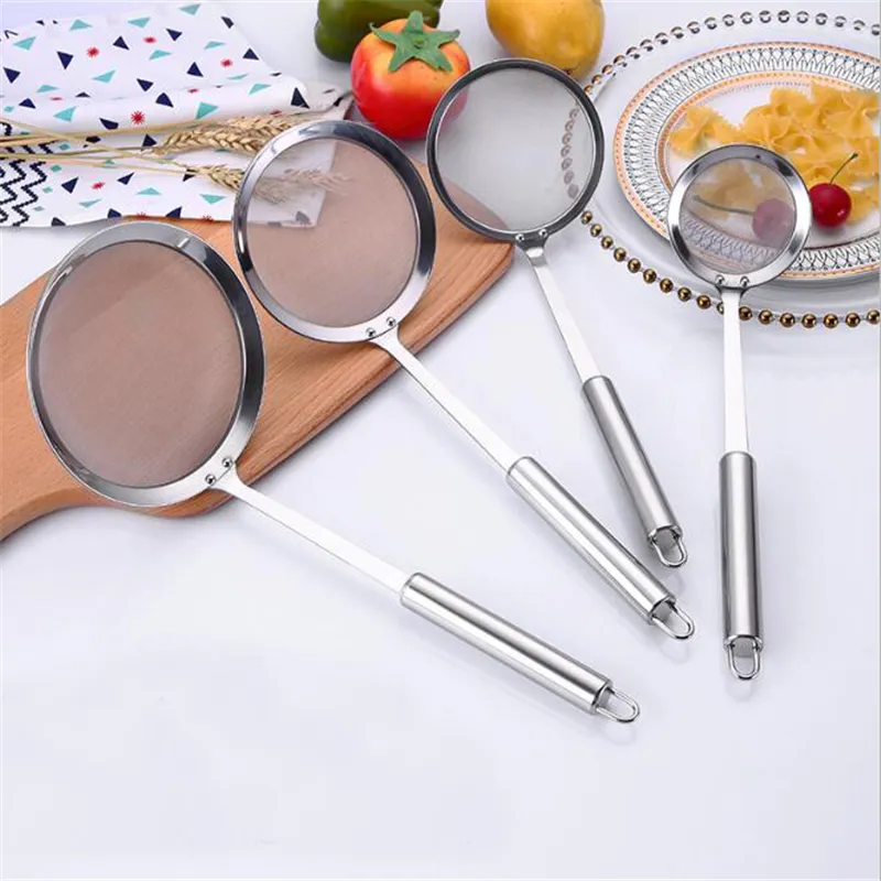 Kitchen Multi-functional Filter Spoon Stainless Steel Fine Mesh Wire Oil Skimmer Strainer Fried Net Gadgets