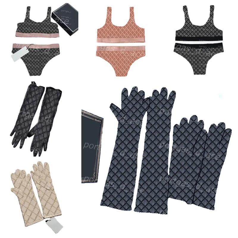 Lettres Brodées Femmes Soutiens-Gorge Ensemble Vintage Gants À Manches Noires Sexy Dentelle Tulle Sous-Vêtements Sans Couture INS Mode Mince Gant De Fête De Mariage Lingerie De Charme