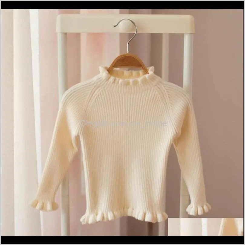 baby sweater ruffle turtleneck baby girls sweaters knitted toddler sweater for girl woolen cotton kids sweaters girls pullover 201126