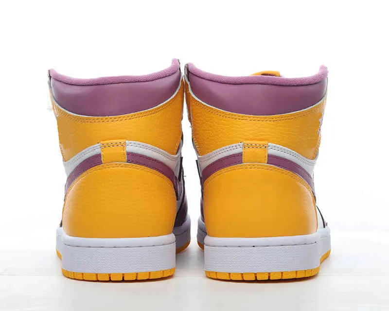 Jumpman 1 high OG Brotherhood basketball shoes White Purple Yellow men women Sports Shoes Sneakers trainers Send With Box