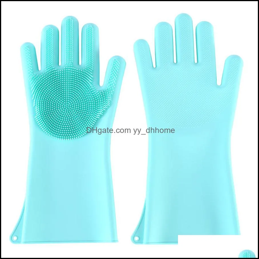 Magic Silicone Dishwashing Gloves Dish Washing Sponge Rubber Scrubber Reusable Cleaning Brush for Kitchen, Car Wash, and Pet Care