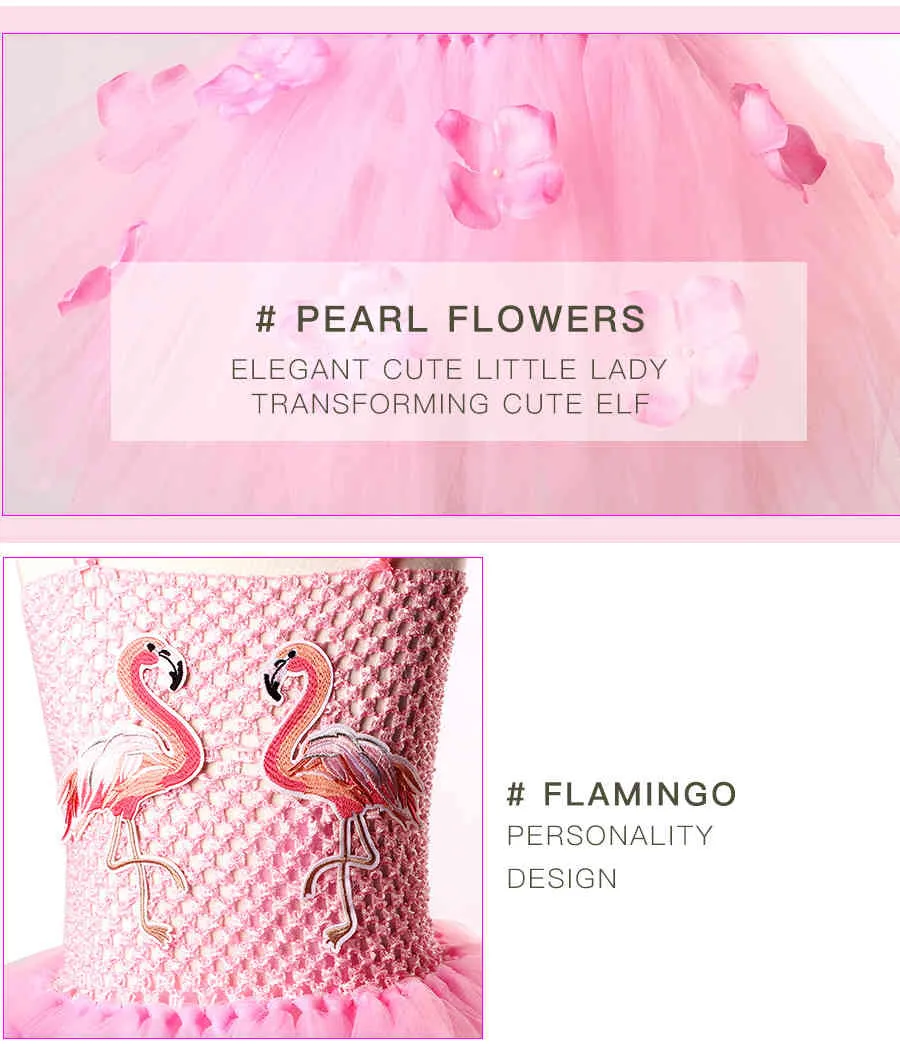 Girls Flamingo Princess Dress Pink Flower Tulle Clothes Kids Birthday Party Dresses Brand Animal Costume Flamingo Vestidos (10)