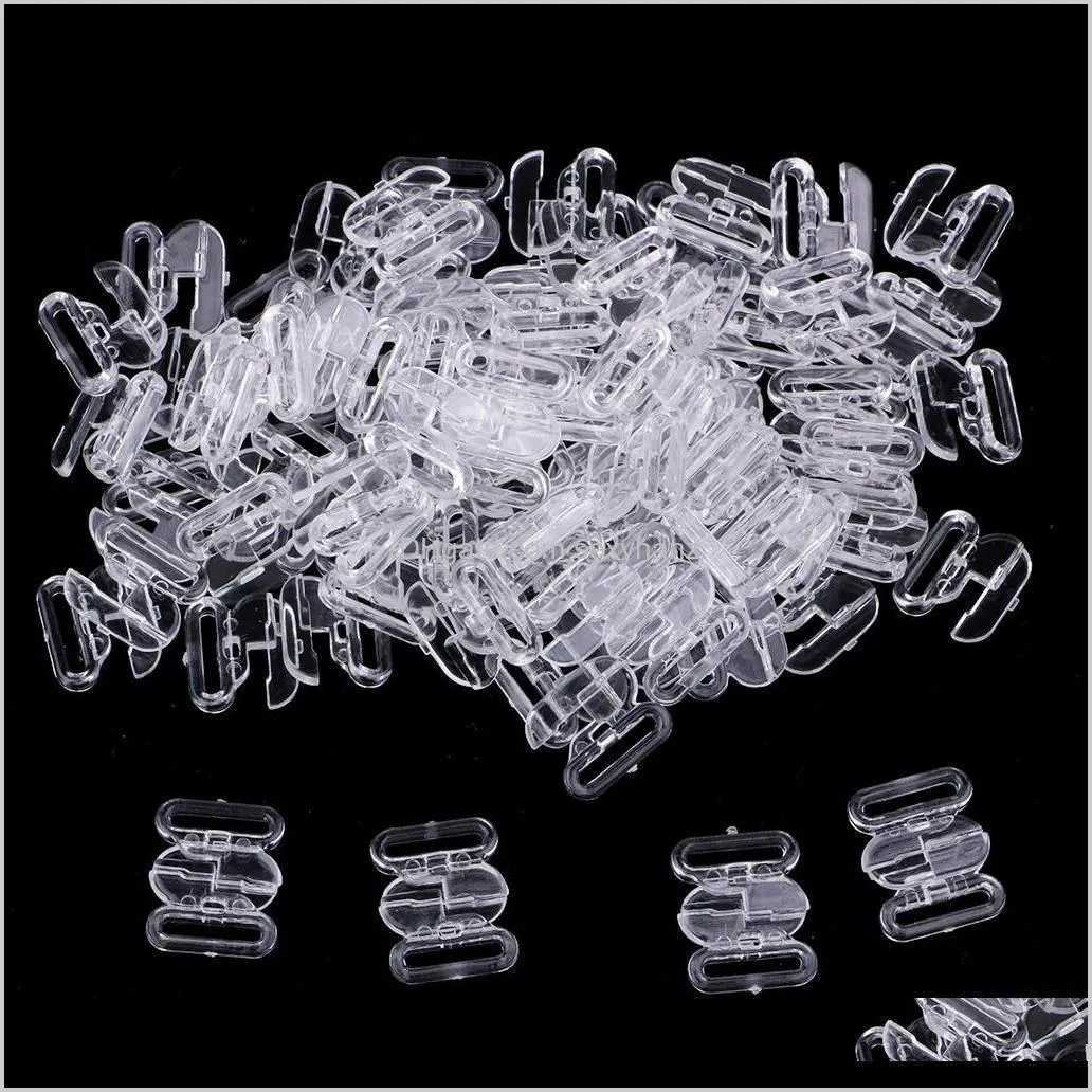 100 sets bikini bra clips closure hook & clasp fasteners sewing supplies clear black 10mm