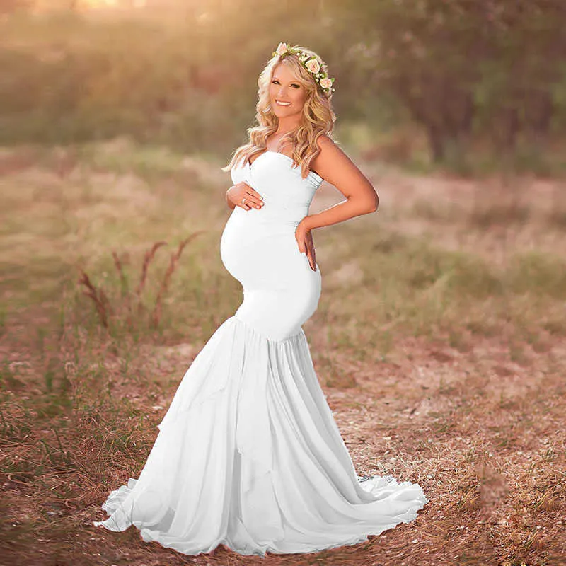 Maternity Gown Dress Shoulderless Sleeveless Acrylic Polyester Chiffon  Ankle-Length for Pregnancy Photo Shoot from Dhgate Maternity Dresses -  price 48.5