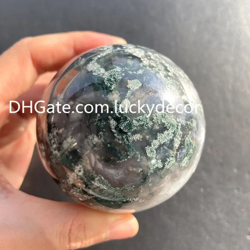 Healing Chakra Stones Geode Witch Crystal Decor Cuarzo Esfera Globo, Moss Agate Orb Pulido Natural Multicolor Calcedonia Gemstone Mineral Druzy Collectible Ball