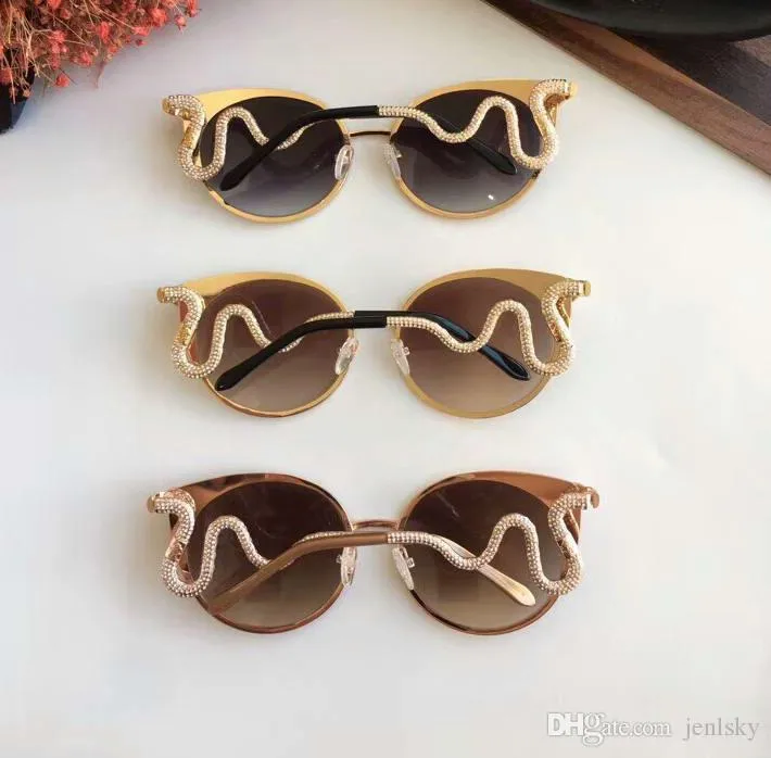 women stones snake sunglasses 890 gold/brown Smoke Gradient sun glasses cat eye sunglasses New with box