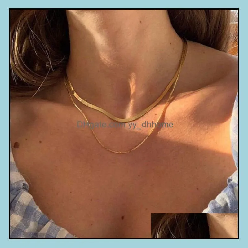 Double Layers Choker Necklaces for Women Collarbone Chain Snaker Collar necklace