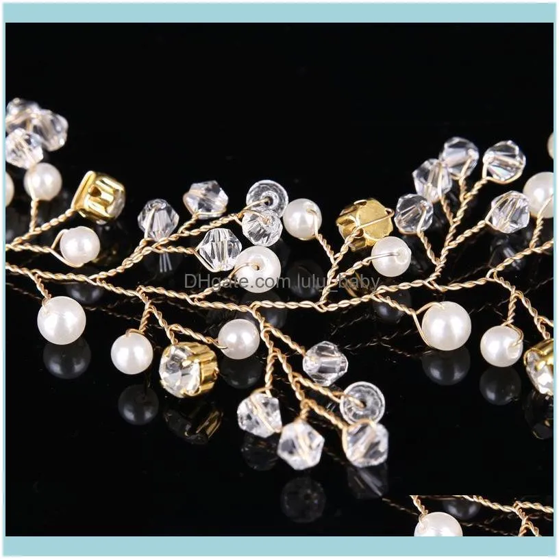 Hair Clips & Barrettes Luxury Handmade Vine Headbands Gold Copper Soft Headpiece Pearl Crystal Flower Bride Wedding Accessories Bridal
