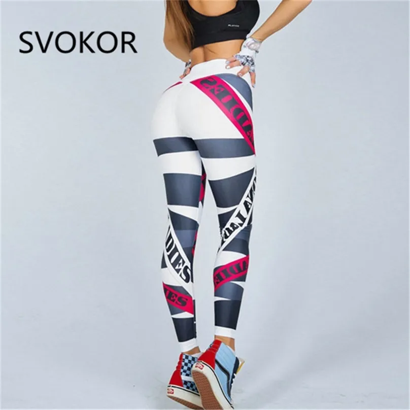 Svokor Letter Print Leggings Kvinnor Fitness Hög midja Push Up Byxor Andas och bekväm träningspass 211215