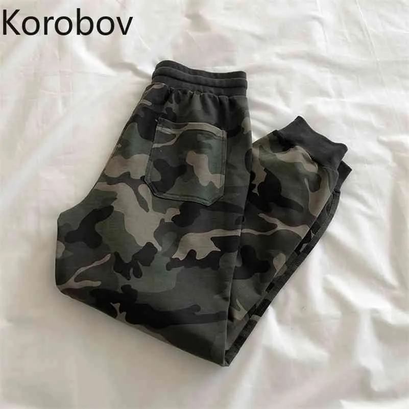 Korobov Streetwear femmes imprimer Cargo pantalon Harajuku Camouflage pantalons de survêtement femmes taille haute Vintage Joggers Femme 210430