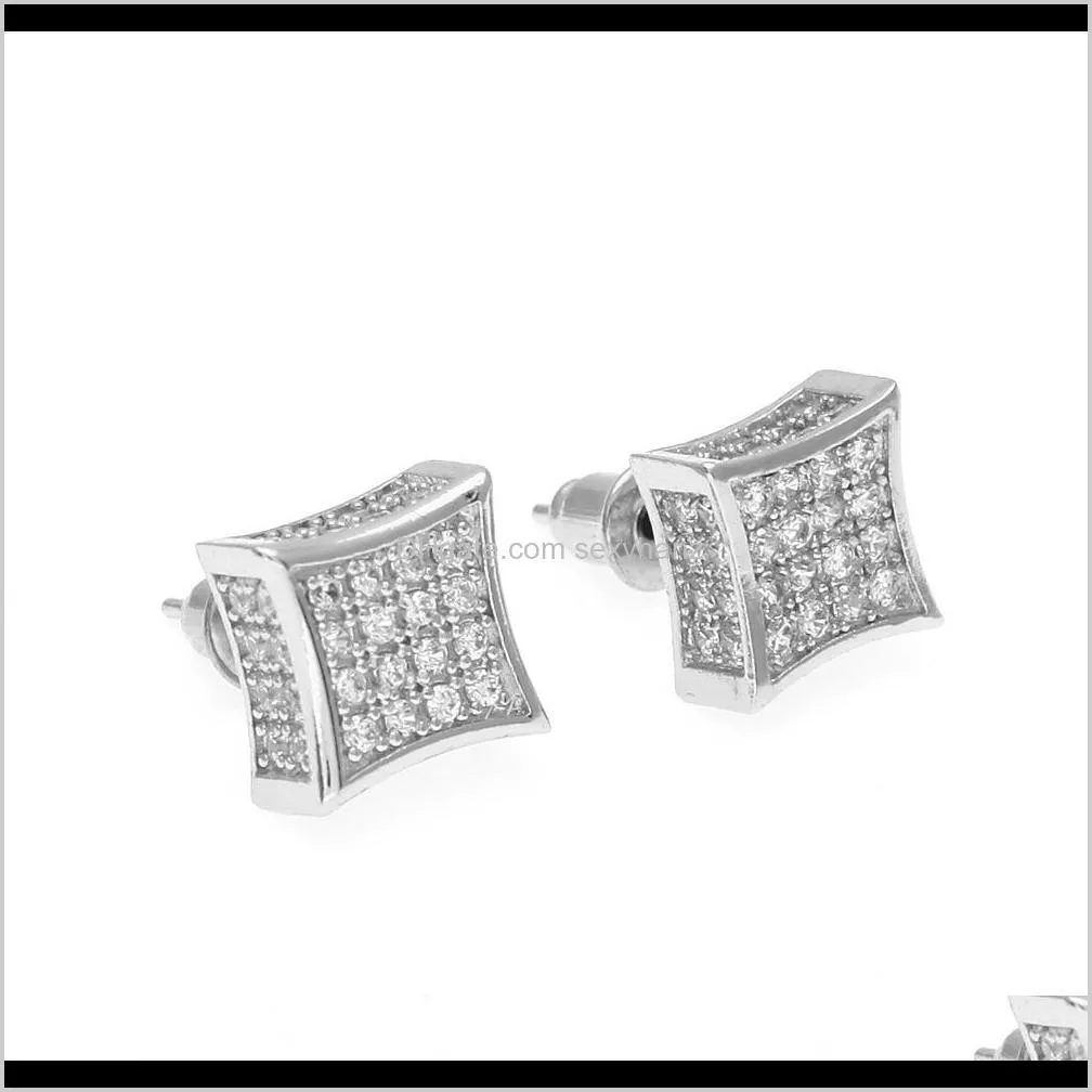 hip-hop micro wave set of zirconia earrings professional men hip hop accessories wholesale