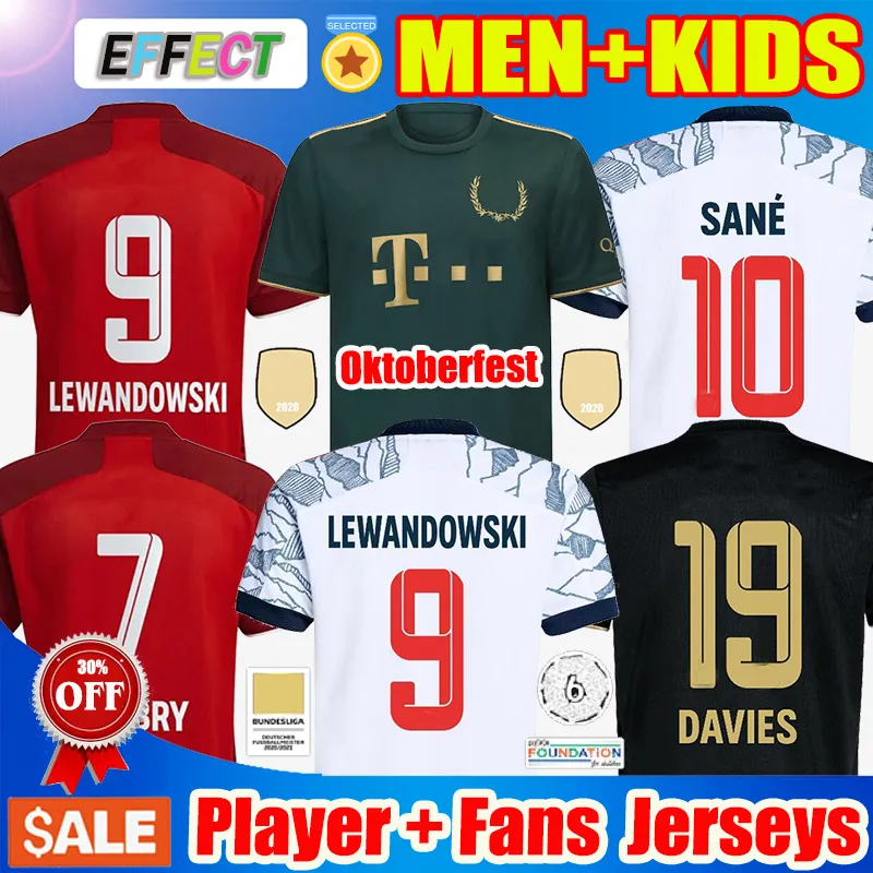 21 22 Lewandowski Soccer Jerseys Oktoberfest Fan Player Versie Sane Goretzka Coman Muller Davies Bayern Kids Kits 2021 2022 Camisa de Futebol Football Shirts