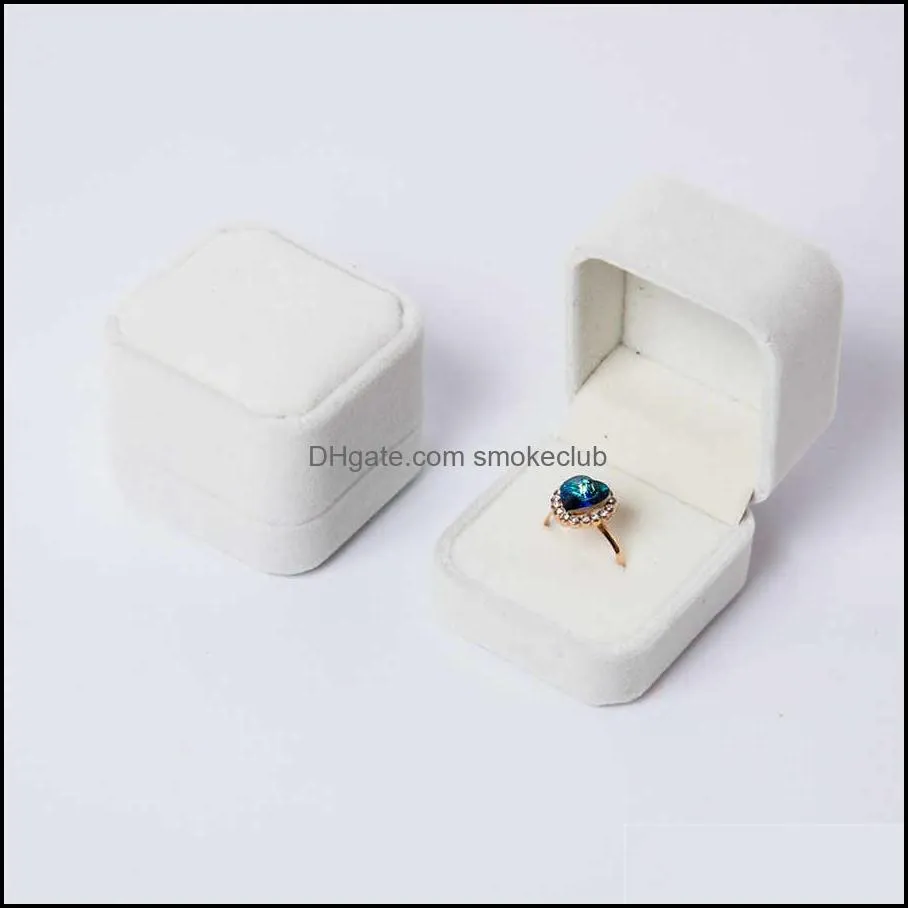 NEWLuxury Square Velvet Jewelry Earring Ring Display Case Boxes Storage Organizer Holder Gift Packaging Box Portable Travel Wedding
