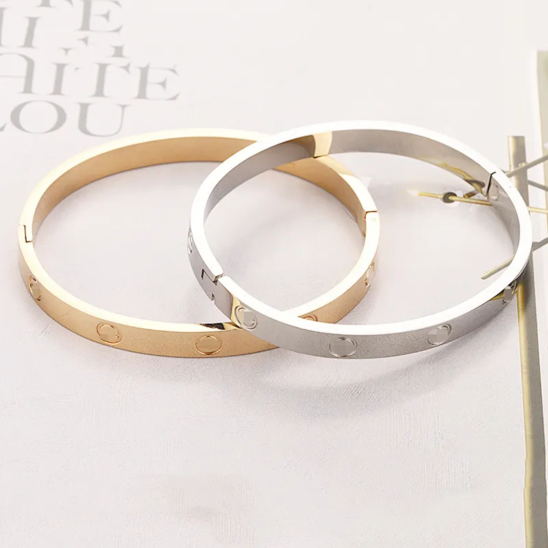 Bracciale a vite Bracciale rigido in acciaio inossidabile da donna in oro che può essere aperto Coppia semplici regali di gioielli per accessori donna Catena all'ingrosso a portata di mano