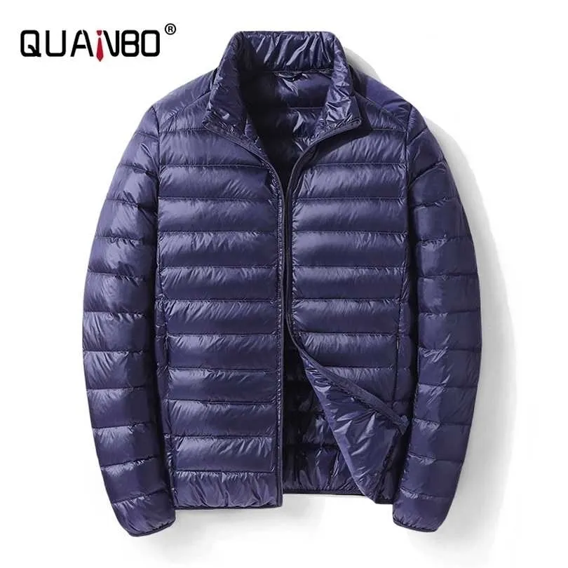 QUANBO Heren Lichtgewicht Packeerbare Donsjack Ademend Puffy Coat Waterbestendig Topkwaliteit Mannelijke Puffer 211214