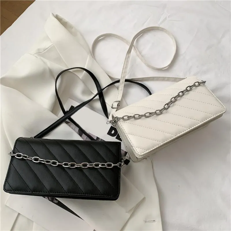 Moda Kobiety Czysty Kolor Łańcuch Crossbody Torby Na Ramię PU Skórzany Messenger Torba Dorywczo Wszystkie Dopasowanie Eleganckie Damskie Roczniki Torebki Cross Cross