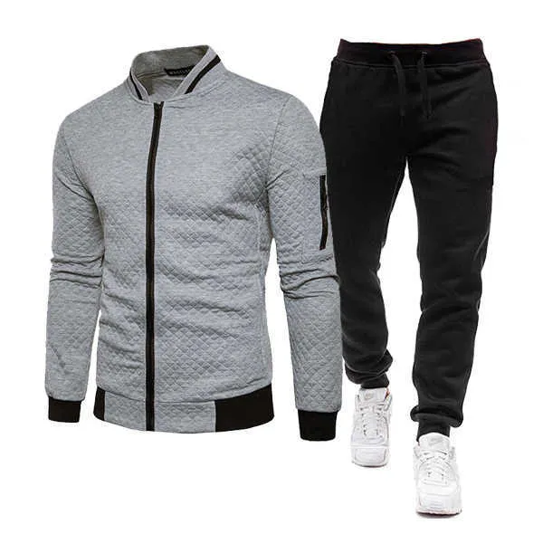 Men's Oversized Hoodie Jaqueta Homens Uniforme de Beisebol Top + Calças 2 Peças Set Masculino Sportswear Moda Locomotiva Roupas 211006