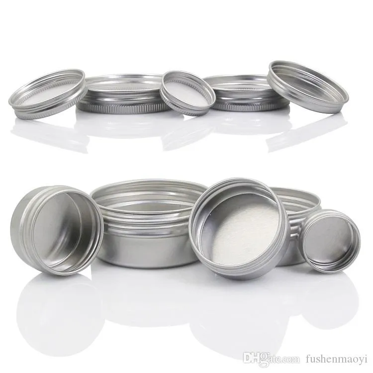 Caixas de alumínio Estanho de prata Recipientes de armazenamento de metal com tampas de parafuso para diy beleza cosméticos acessórios viagens e mais 30ml