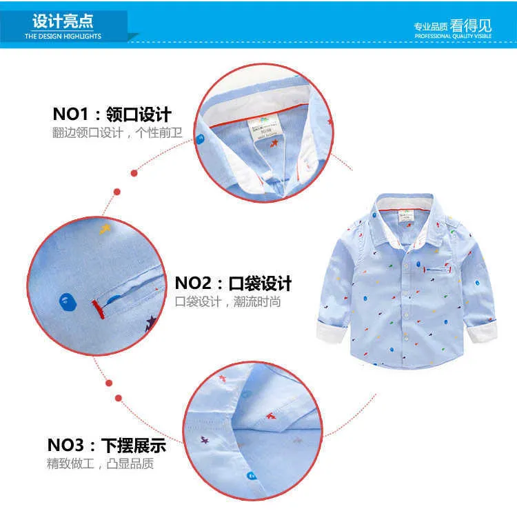 Children Clothing Casual Spring Autumn New Design Turn-Down Collar Long Sleeve Star Print Pocket Kids Shirts Boys (1)