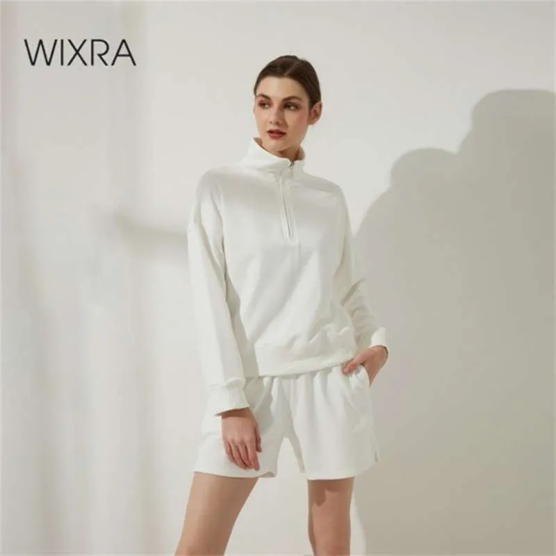 ウィクラレディースコットンスウェットシャツ固体緩い長袖スプリングカジュアルすべてのマッチパーカー女性ファッショントップ210928