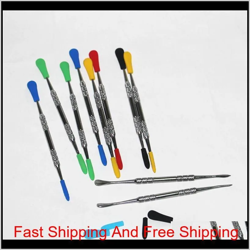 hot sale wax dabbers dabbing tool with silicone tips 120mm dabber wax tool stainless steel pipe cleaning tool 