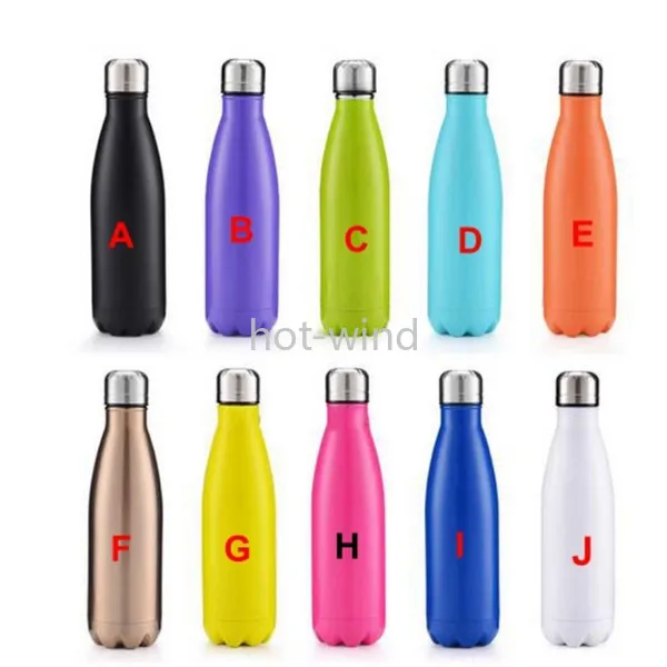 NEW!!! Sports Double Walled Vacuum Insulated Water Bottle Cup Cola Shape Stainless Steel 500ml Sport Vacuum Flasks Thermoses Travel Bottles FY4995 EE