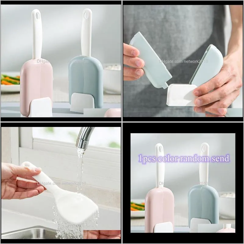 Plastic Non Stick Rice spoon Automatic open closing Paddle Scoop with Vertical Stand for Tablespoons korean Japan China Cooker