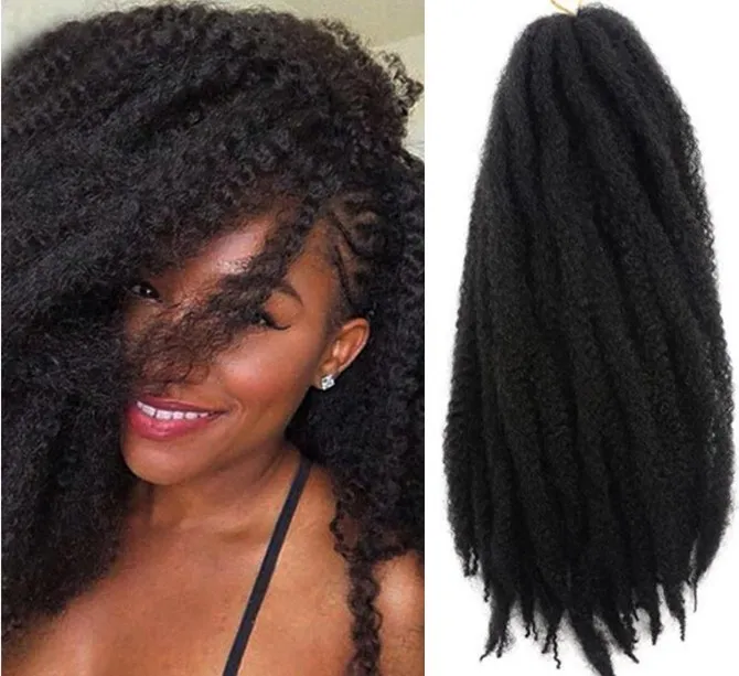 8 pacotes Cabeça Completa Vestindo Marley Tranças Preto Extensões de Cabelo Sintético para Afro-americana Free Express Entrega