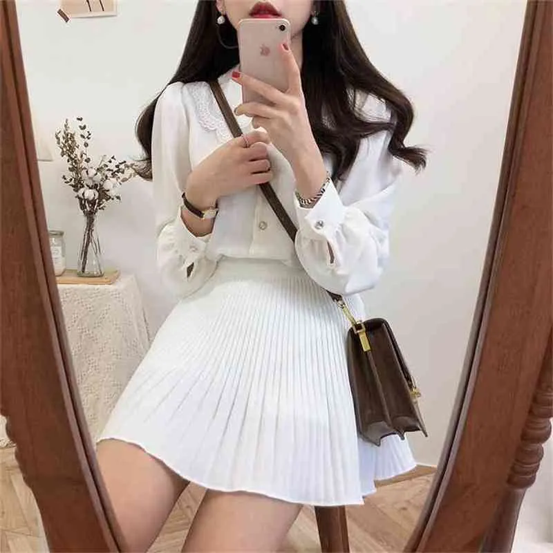 S-XL Plus Size short Skirt Korean Women chiffon High Waist School Girl vintage mini skrits summer irregular 210423