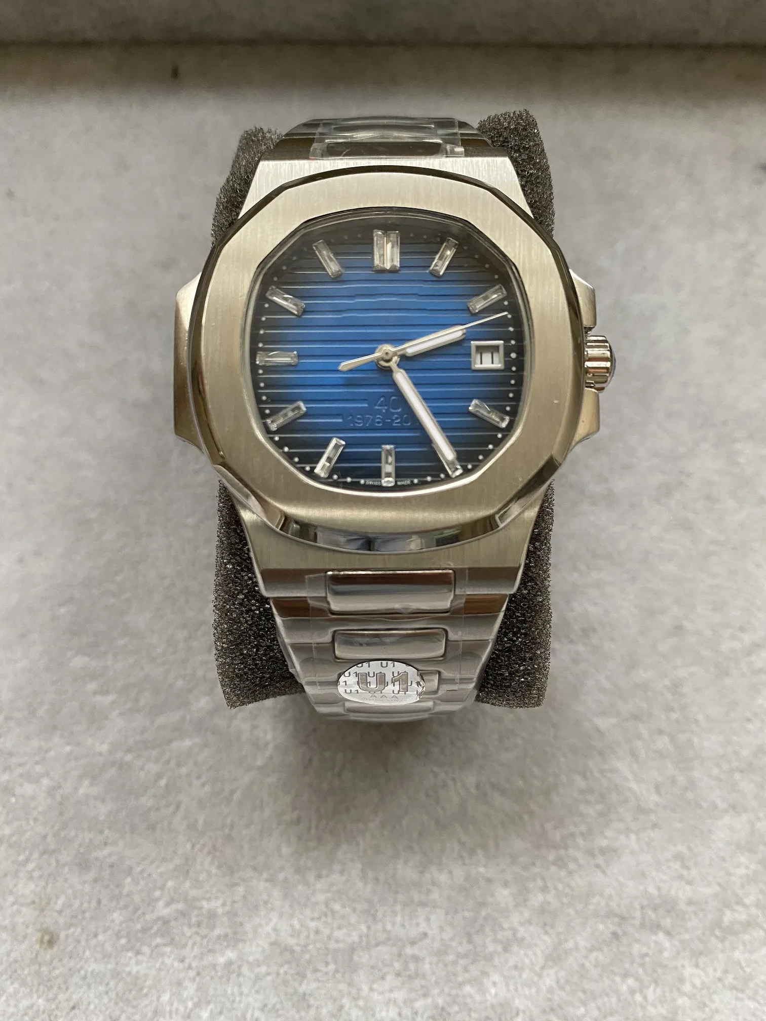 U1 Top-Qualität automatische mechanische Uhren männlich P 324 40-jähriges Jubiläum Bohrer Luxus-Design-Uhrwerk elegante 40 mm blaue Edelsteine3305